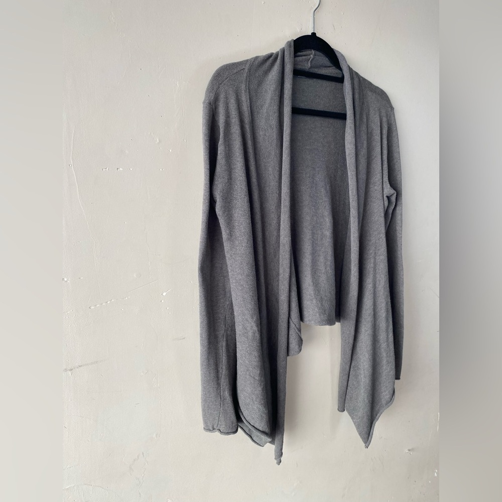 PrAna Georgia Wrap Cardigan Charcoal Grey Organic Cotton Open Front Sweater M - Picture 4 of 11